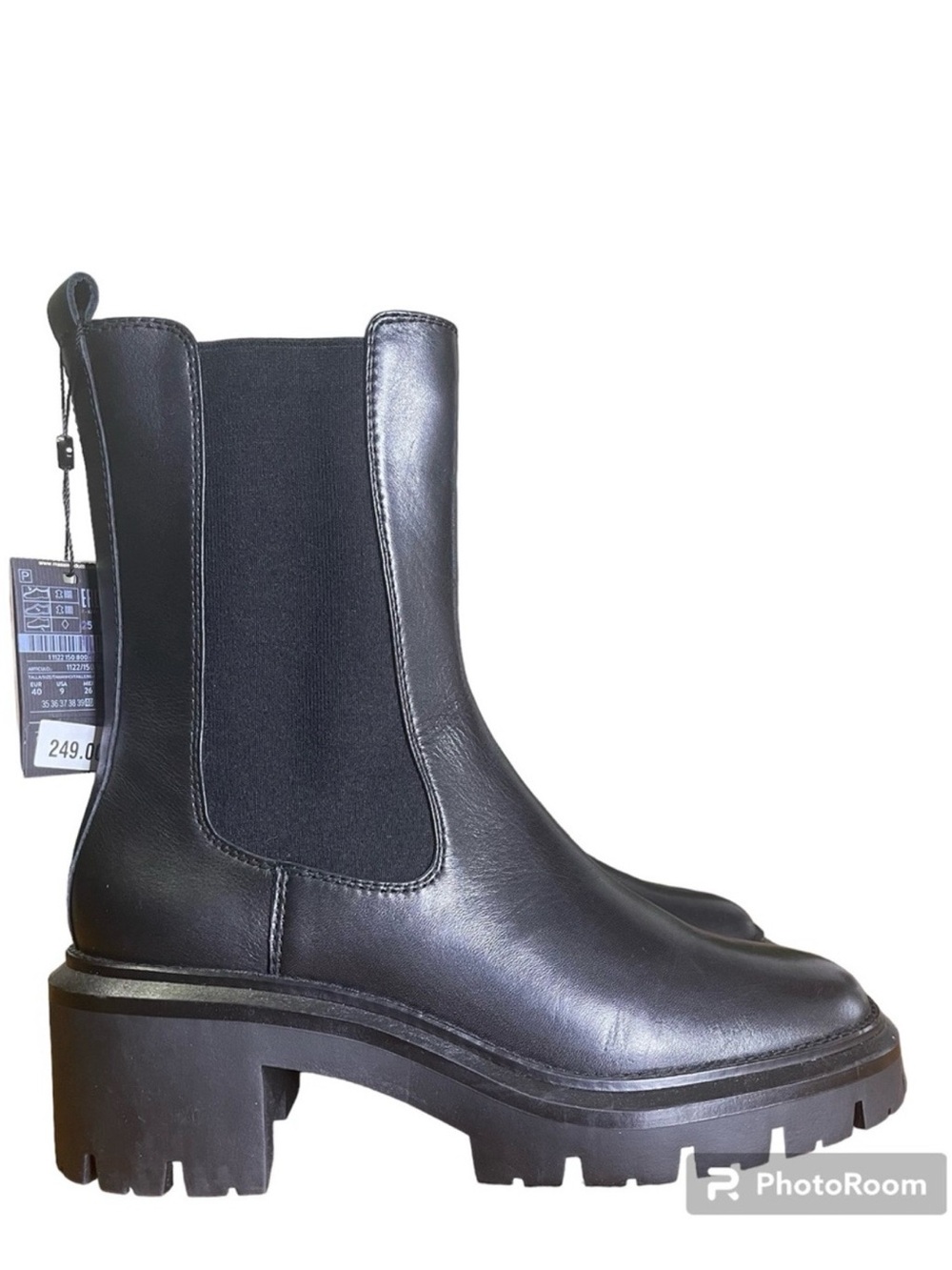 Massimo Dutti CHELSEA BOOTS WITH TRACK SOLES black 9 LIKE NEW